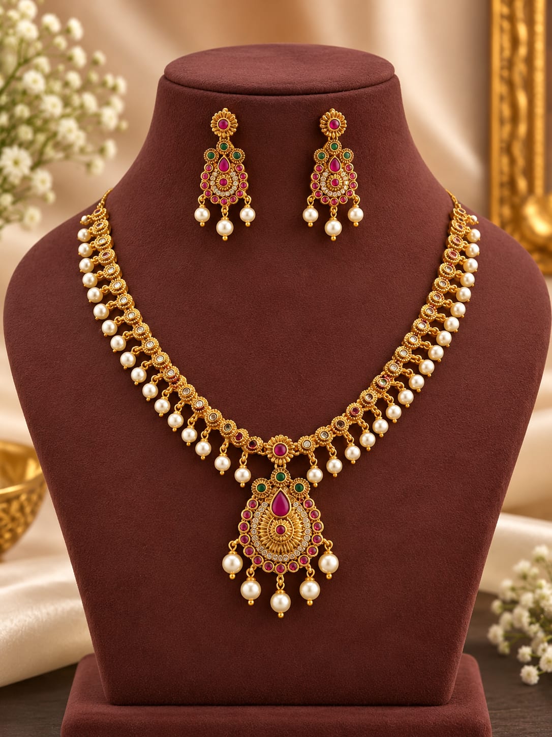 matt-finish-ad-stone-necklace-set-with-pearl-beads