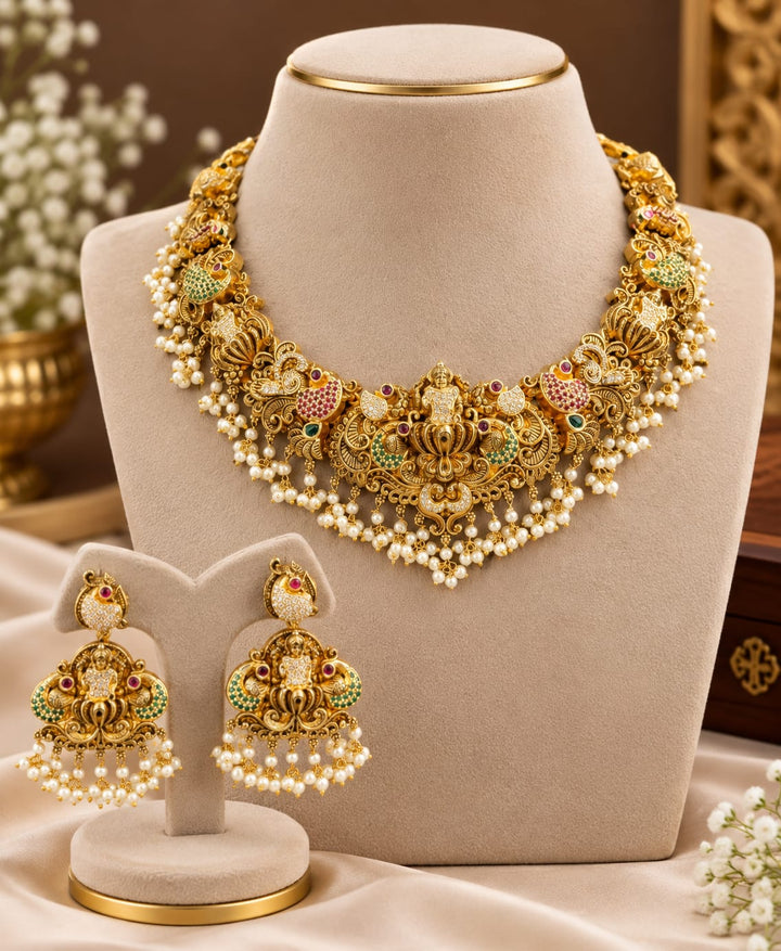 Antique AD Stone 3D Design Necklace Set