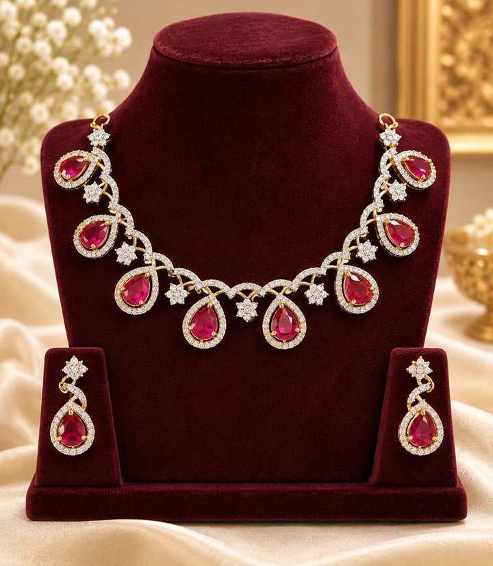 GJ Polish AD Stone Necklace Set