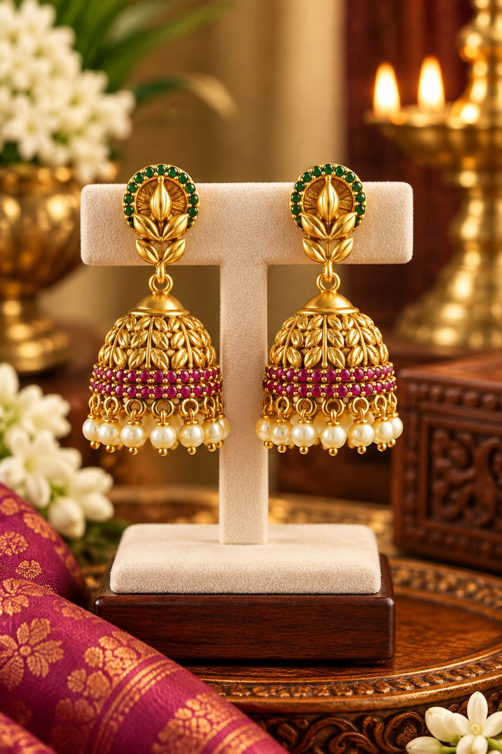 Matt Finish AD Stone Jhumka