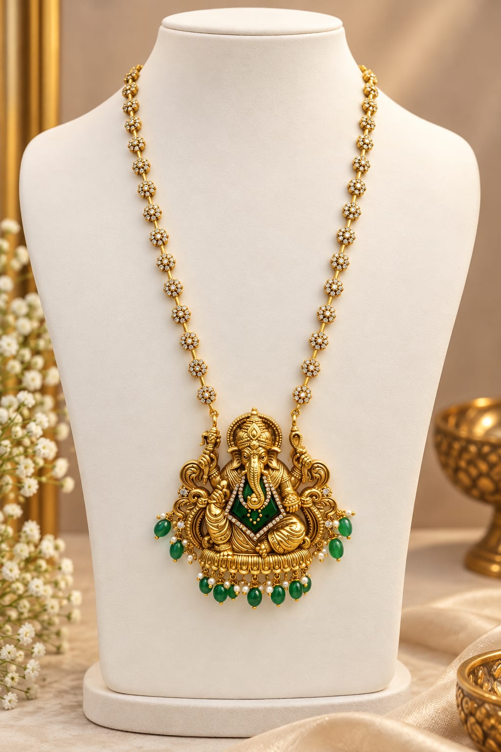 antique-ganesha-pendant-ad-stone-haram-set