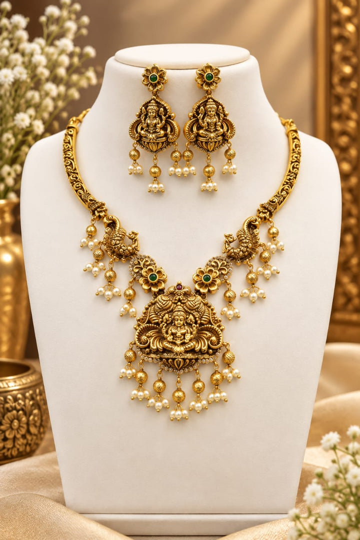 Antique AD Stone Lakshmi Necklace Set