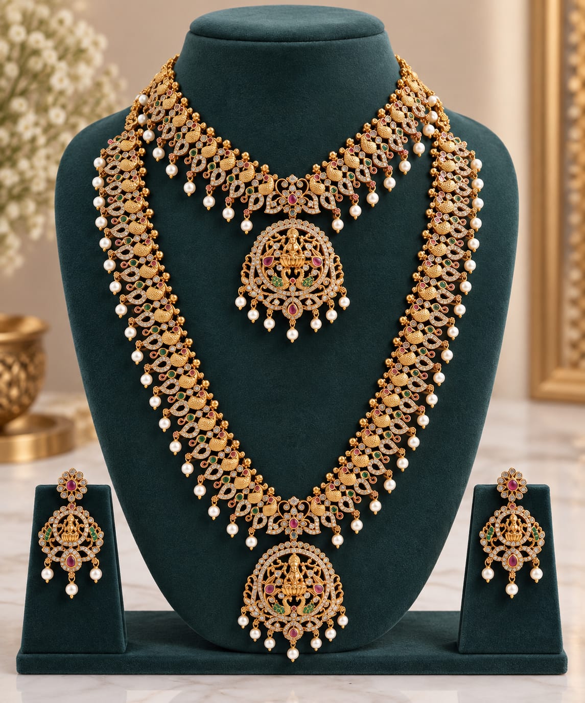 matt-finish-ad-stone-necklace-and-haram-bridal-set