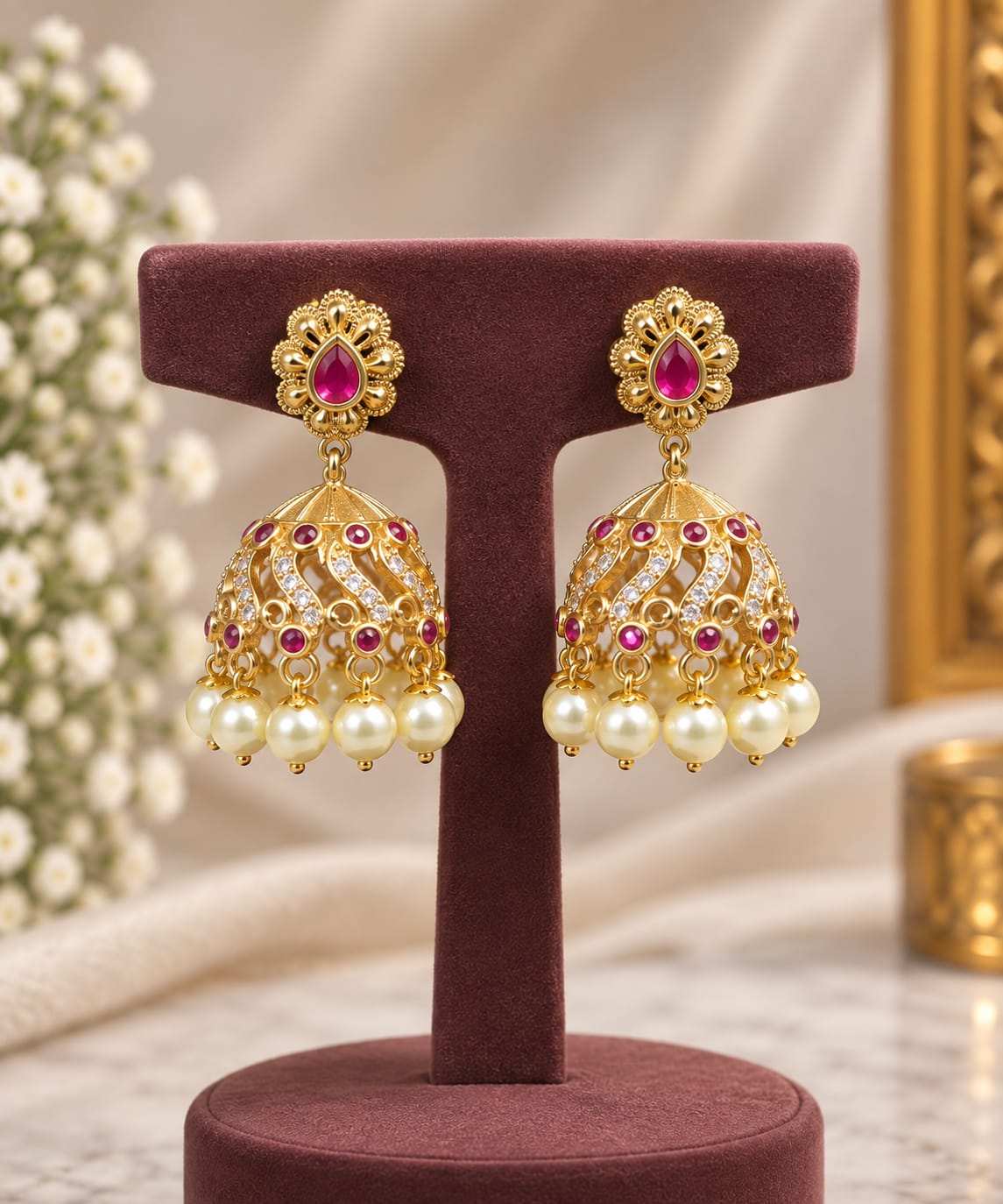 gold-polish-ad-stone-choker-with-jhumka-set