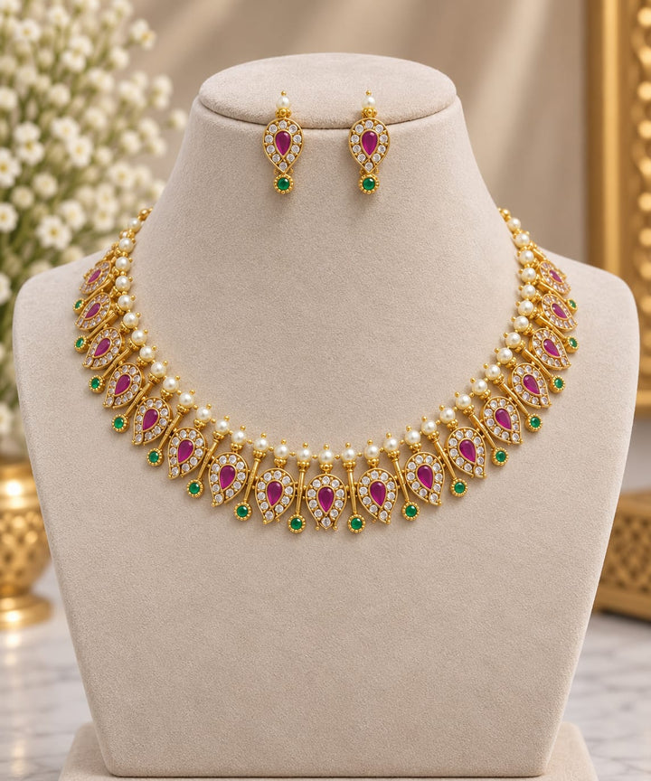 AD Stone Manga Design Necklace Set