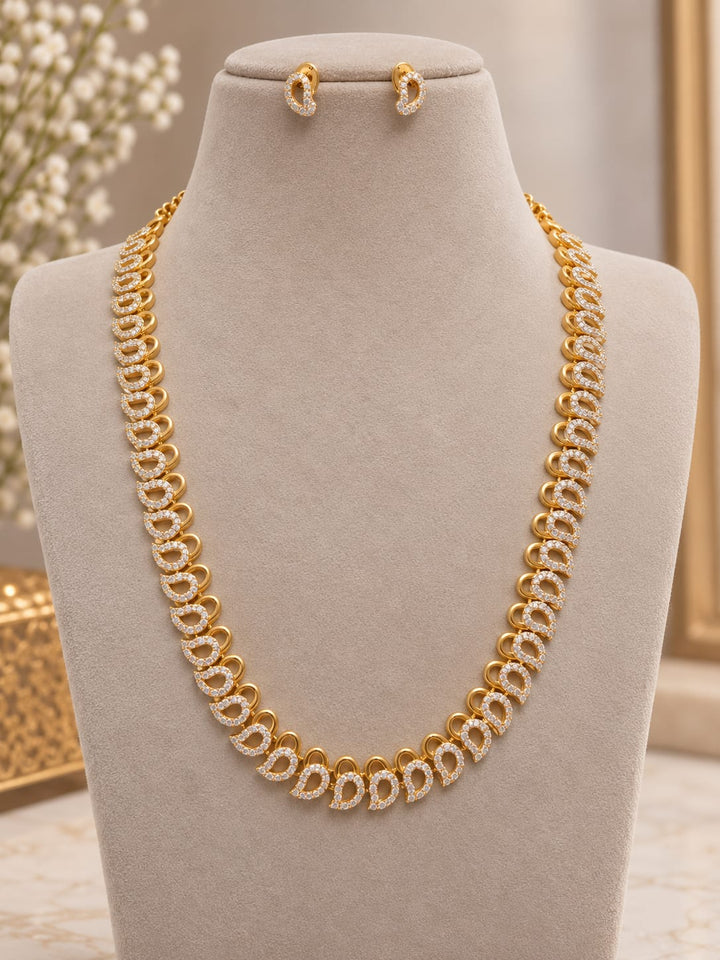 Gold Finish AD Stone Haram Set
