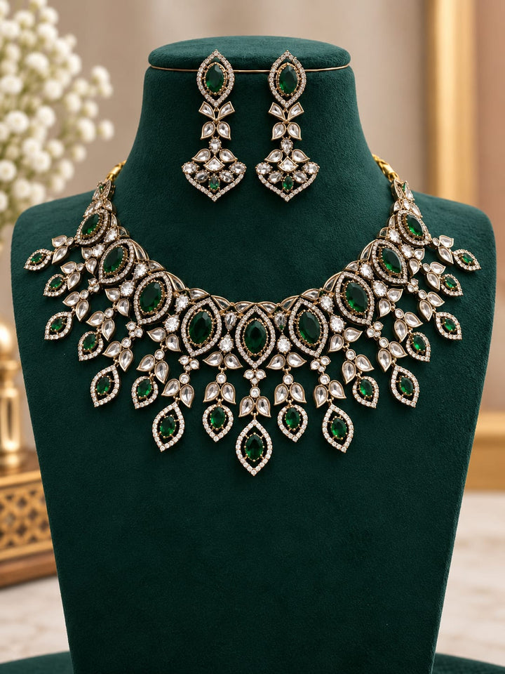 Mehndi Polish AD Stone Bride Necklace Set
