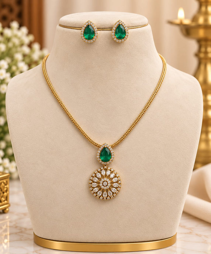 Gold Finish AD Stone Necklace Set
