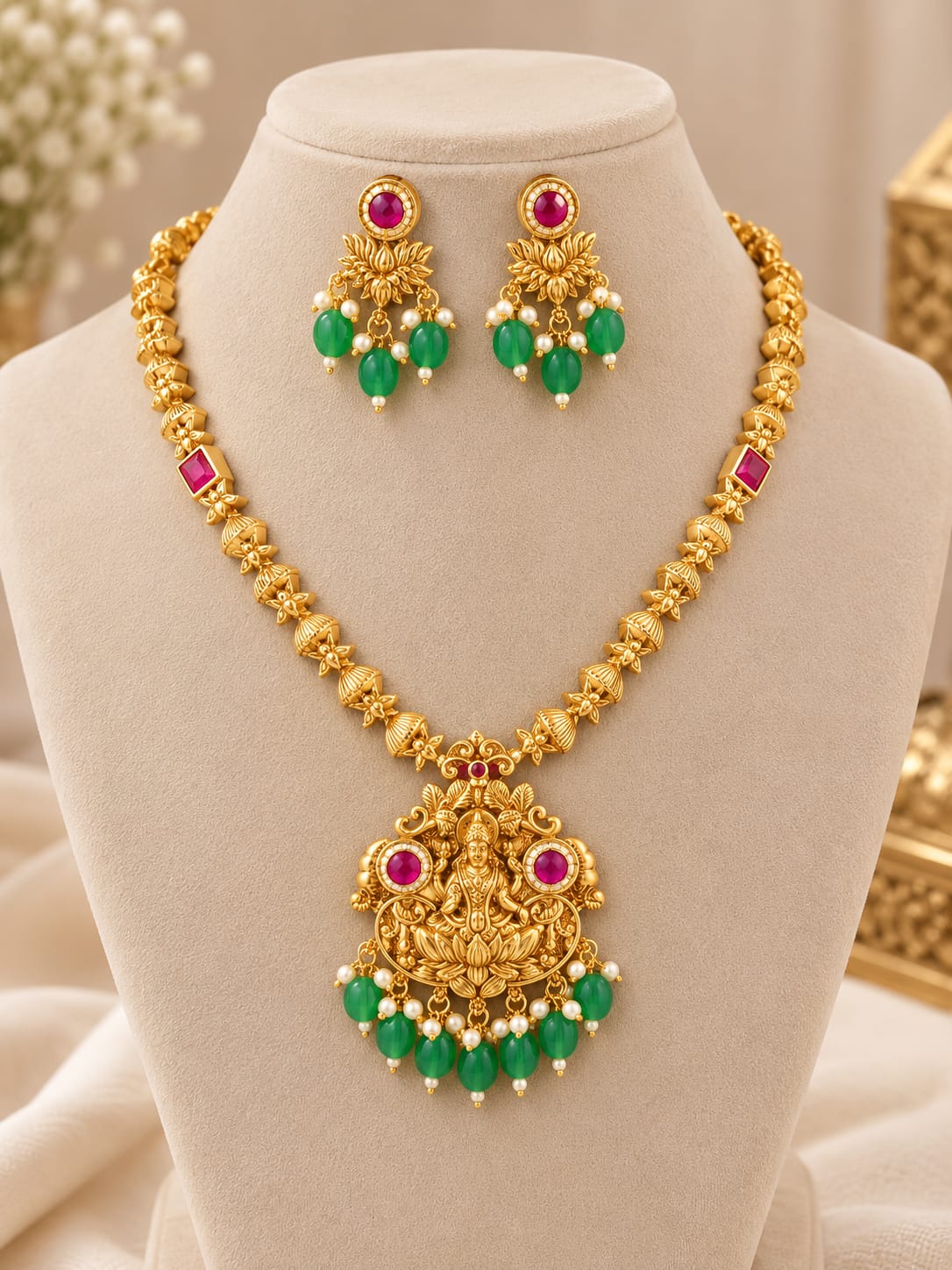 antique-matt-finish-lakshmi-necklace-set