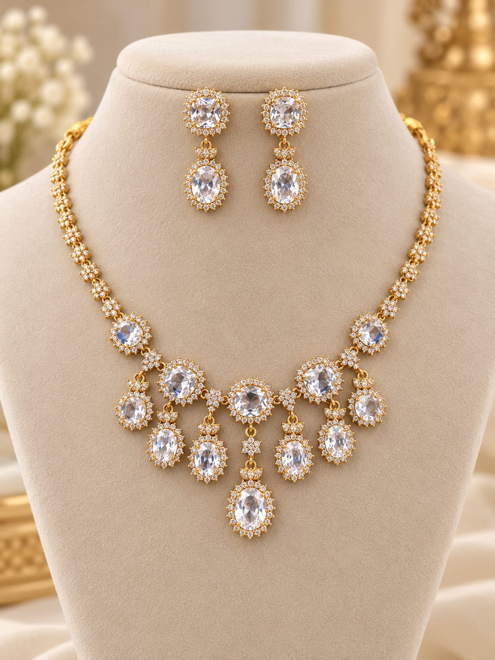 Mehndi Polish AD Stone Necklace Set