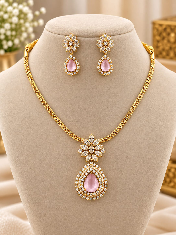Mehndi Polish AD Stone Necklace Set