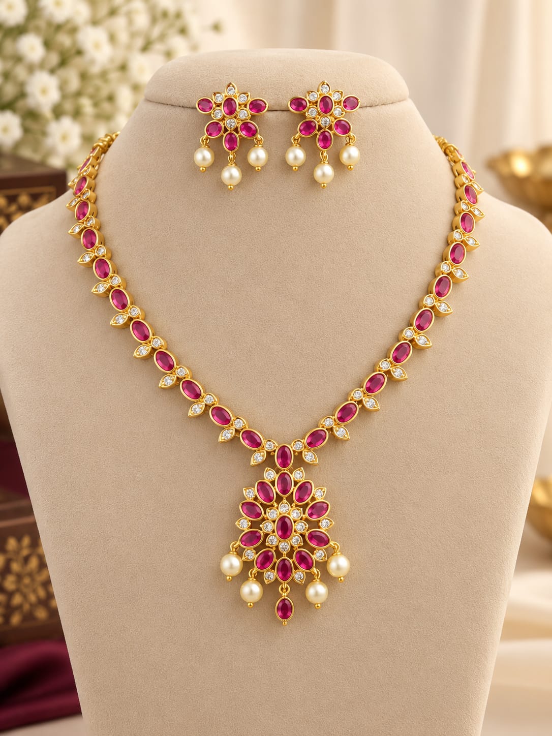 gold-finish-coral-kemp-stone-necklace-set