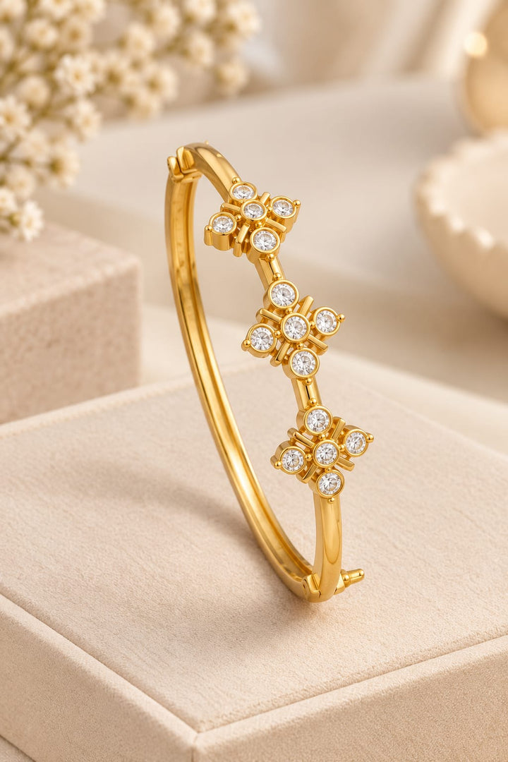 Gold Finish AD Stone Kada