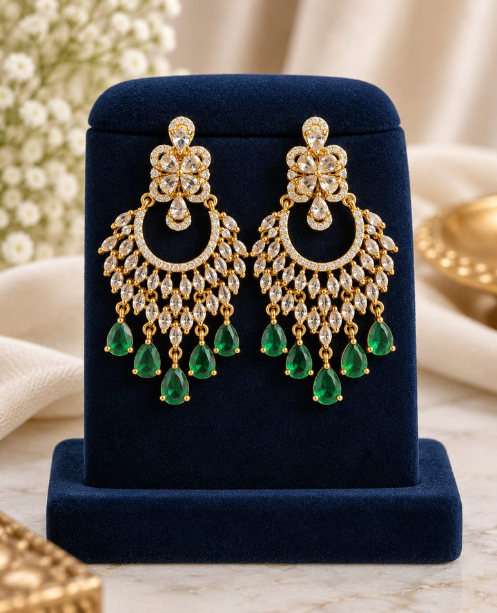Mehndi Polish AD Stone Earrings