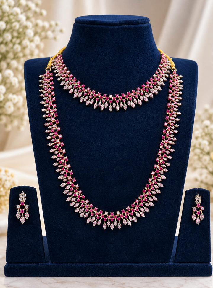 AD Stone GJ Polish Necklace and Haram Set