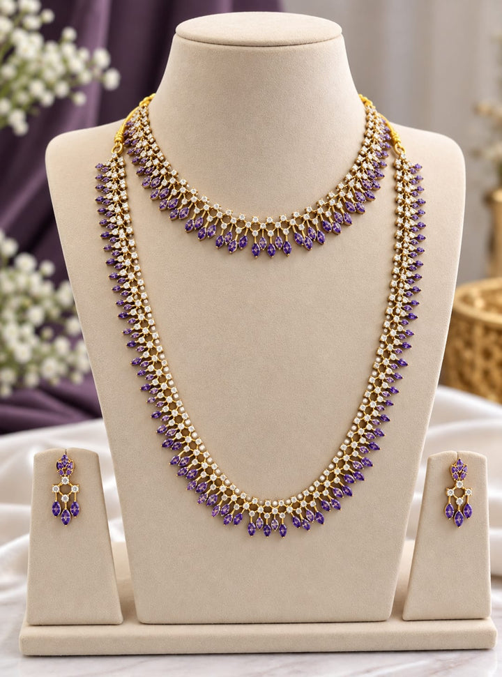 AD Stone GJ Polish Necklace and Haram Set