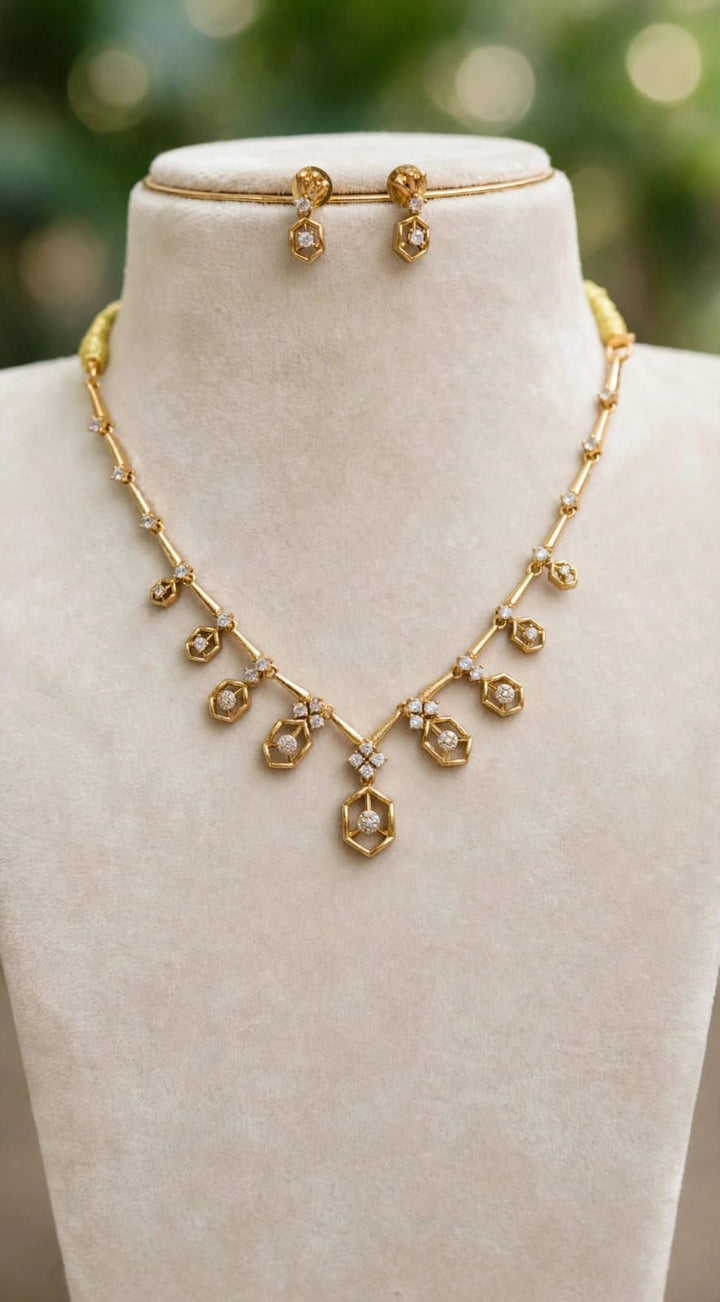 Matt Finish AD Stone Necklace Set