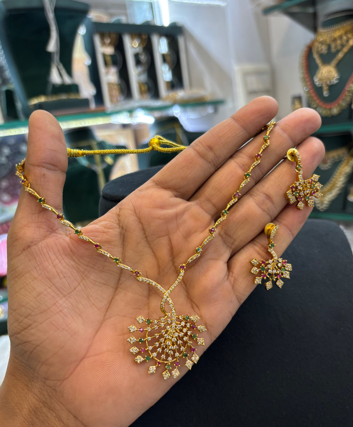 gold-finish-ad-stone-designer-necklace-set