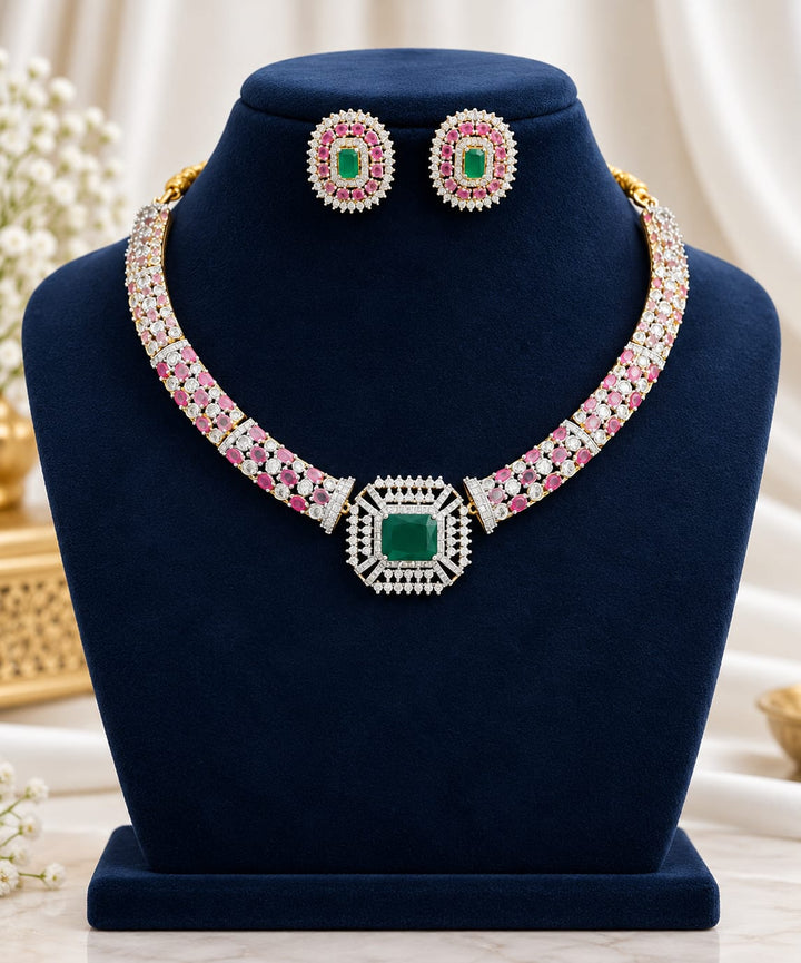 GJ Polish AD Stone Necklace Set