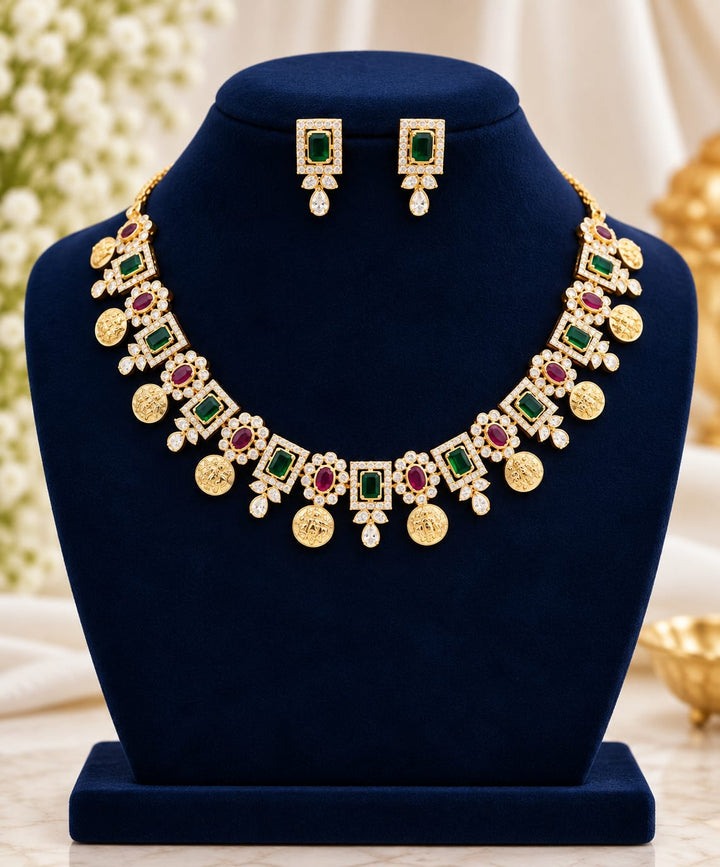 Matt Finish AD Stone Necklace Set