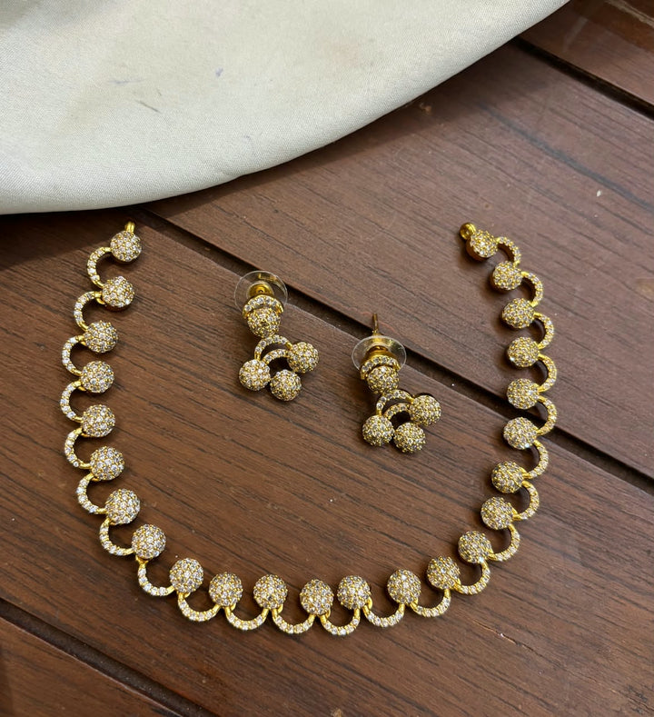 Gold Finish AD Stone Necklace Set