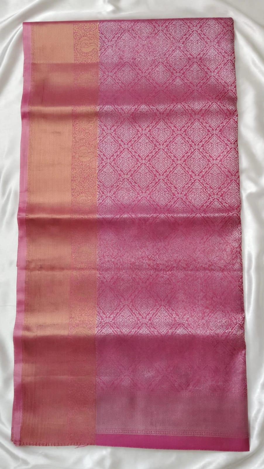double-shaded-pink-and-orange-tissue-silk-saree