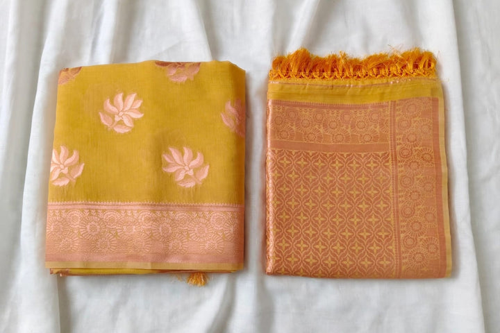 Yellow Pochampalli Cotton Saree