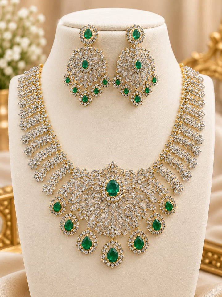 GJ Polish AD Stone Bridal Haram Set