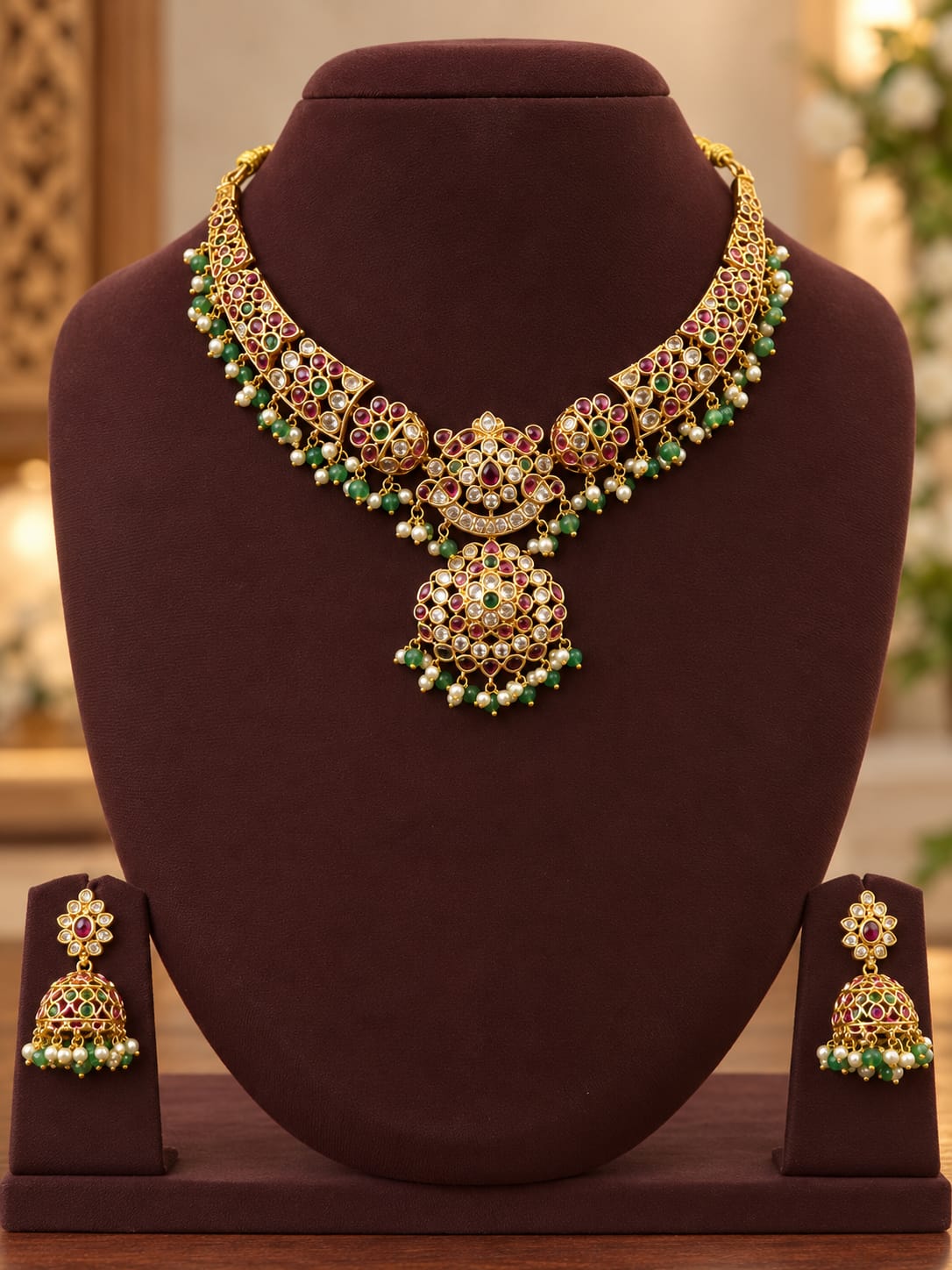 kemp-stone-victorian-gold-finish-necklace-set