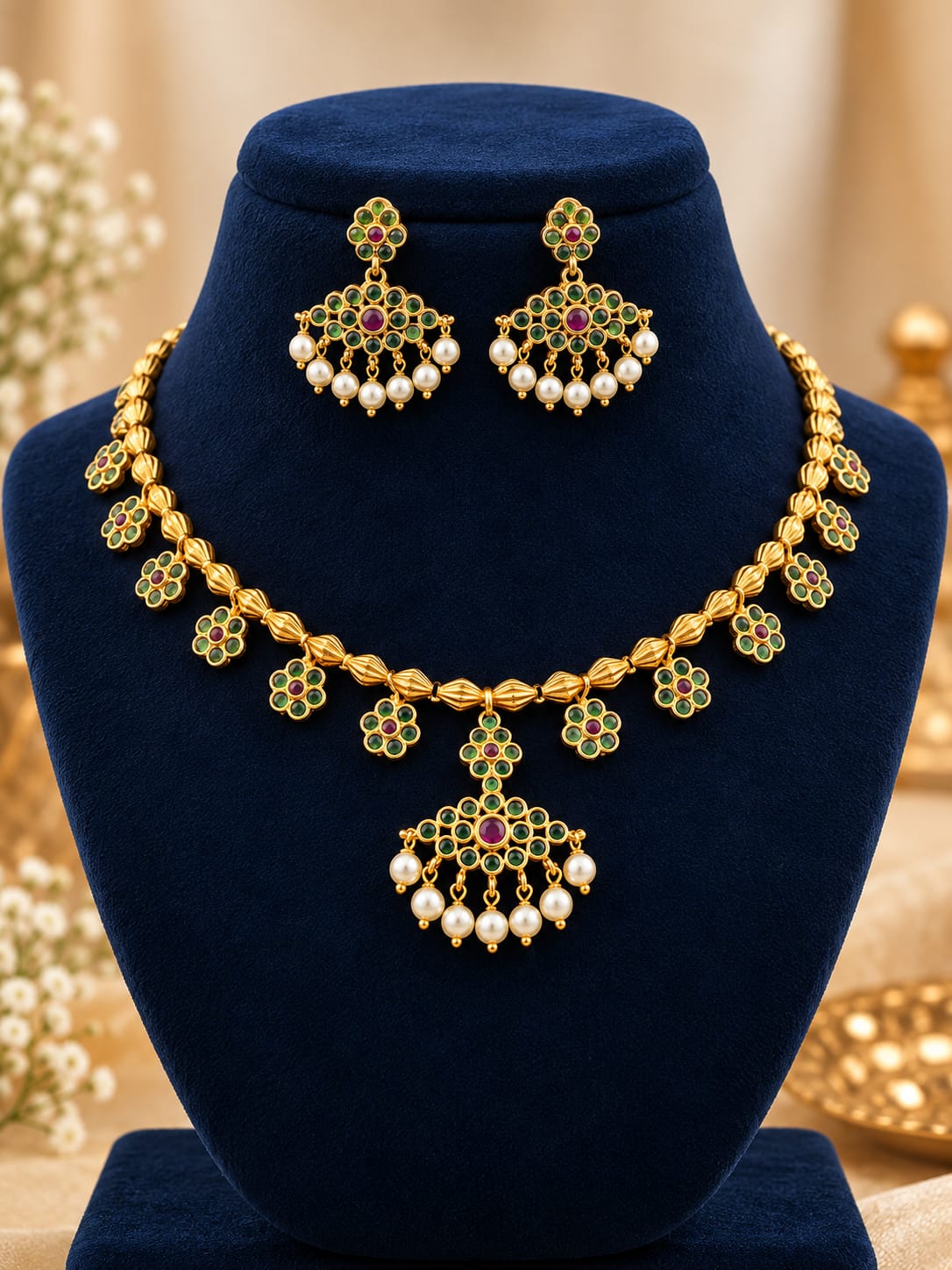 matt-finish-emerald-necklace-set