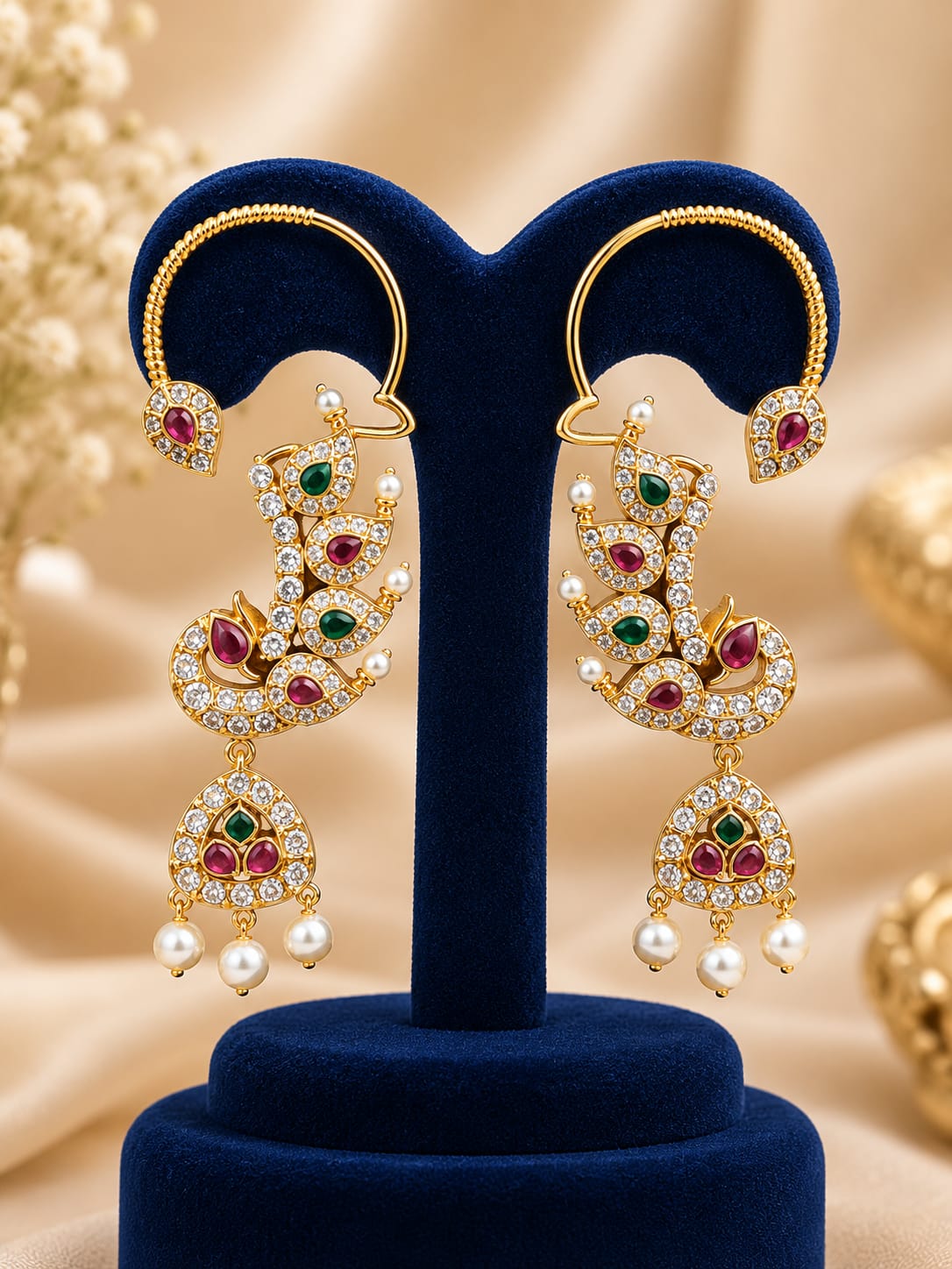gold-finish-ad-stone-peacock-earcuff-earrings