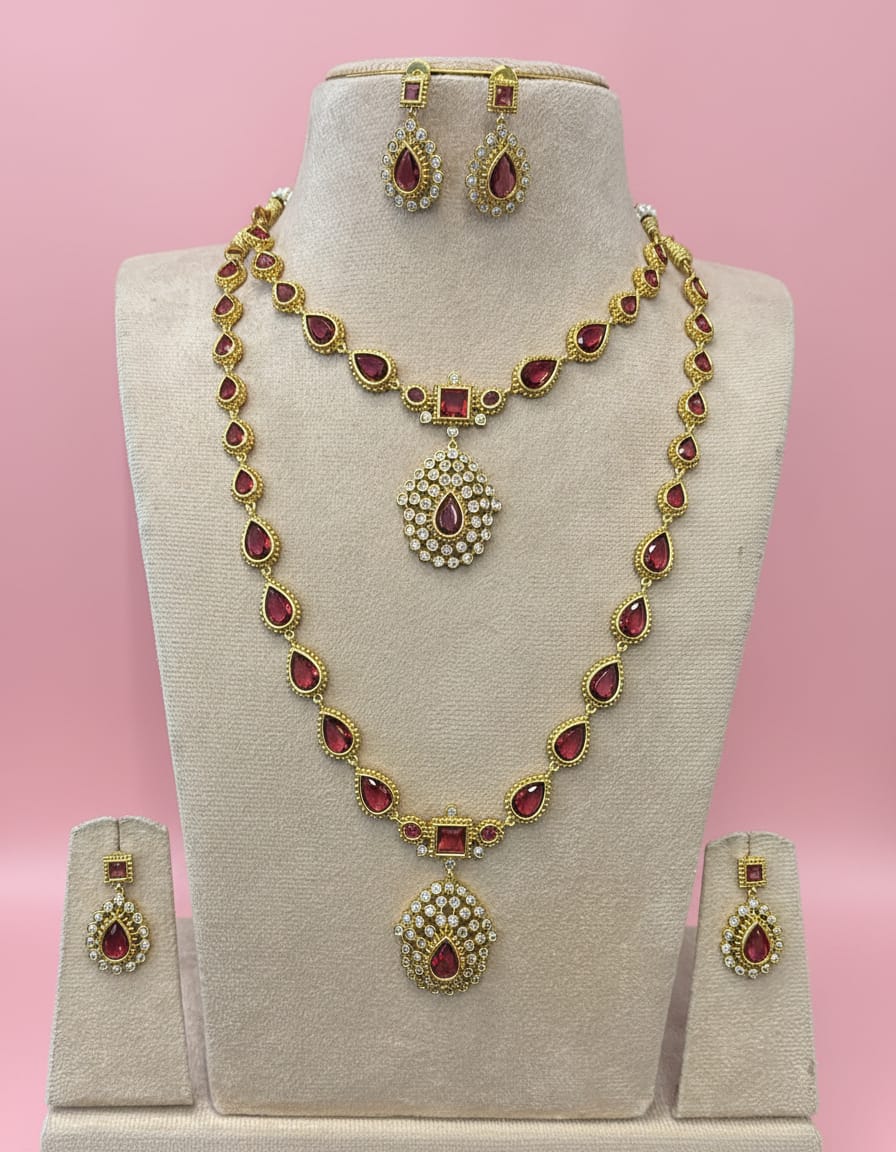 ad-stone-matt-finish-necklace-and-haram-set