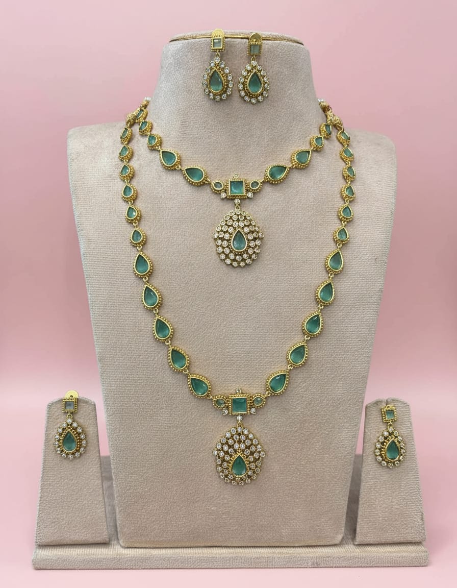 ad-stone-matt-finish-necklace-and-haram-set