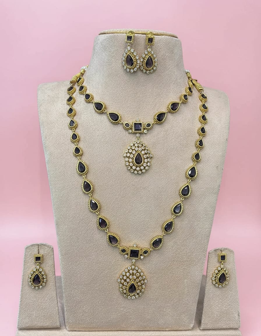 ad-stone-matt-finish-necklace-and-haram-set