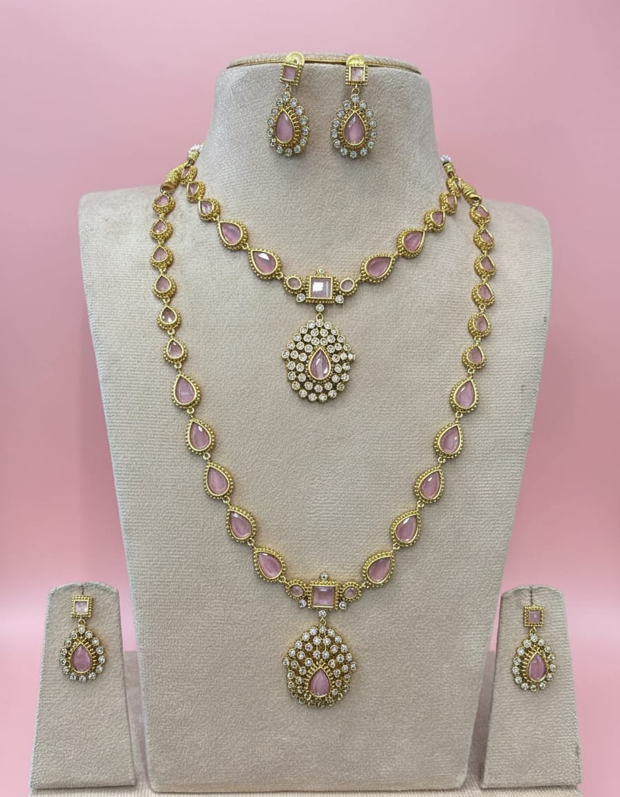 ad-stone-matt-finish-necklace-and-haram-set