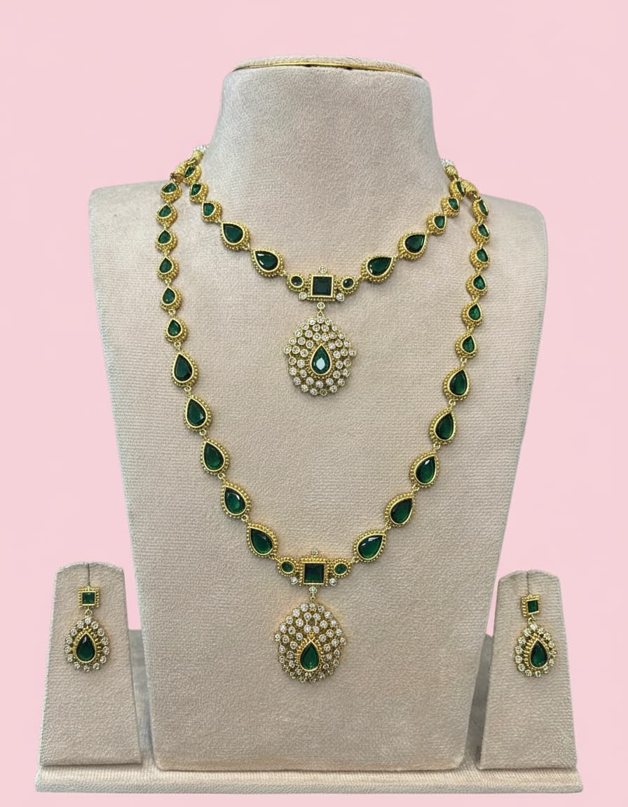 ad-stone-matt-finish-necklace-and-haram-set