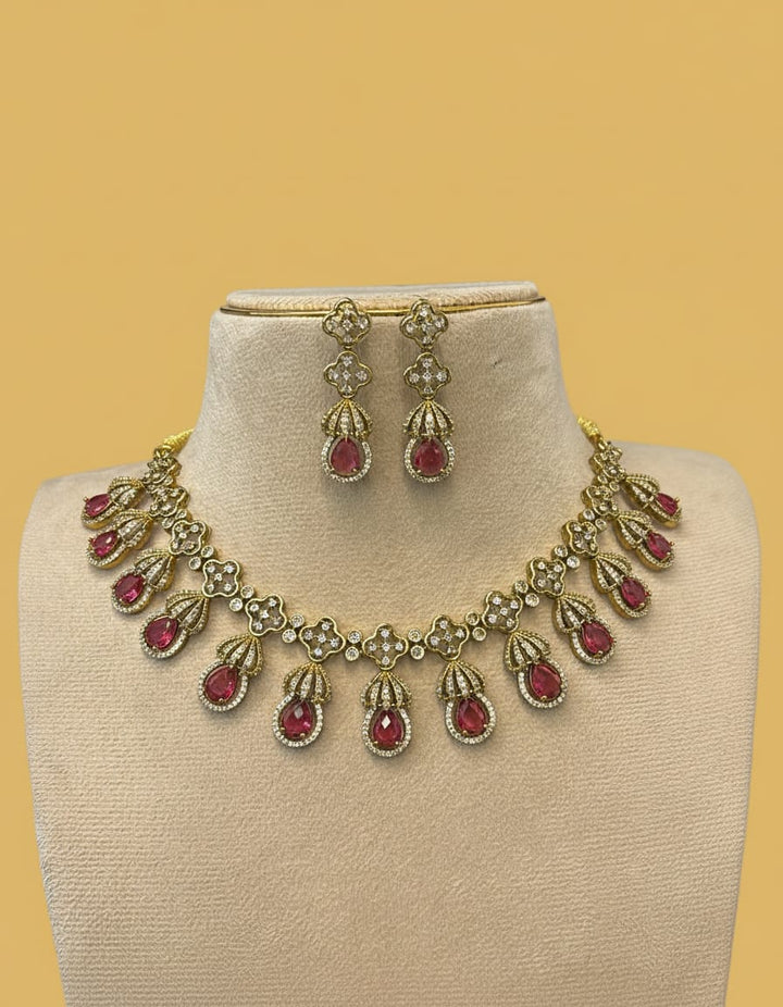 Mehndi Polish AD Stone Necklace Set