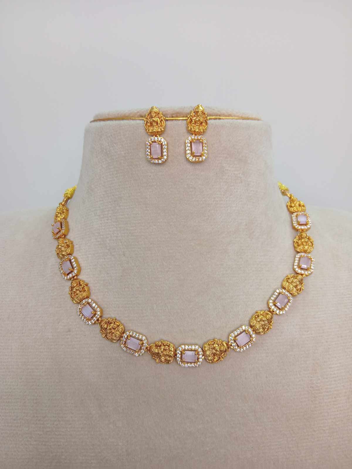 matt-finish-ad-stone-lakshmi-necklace-set