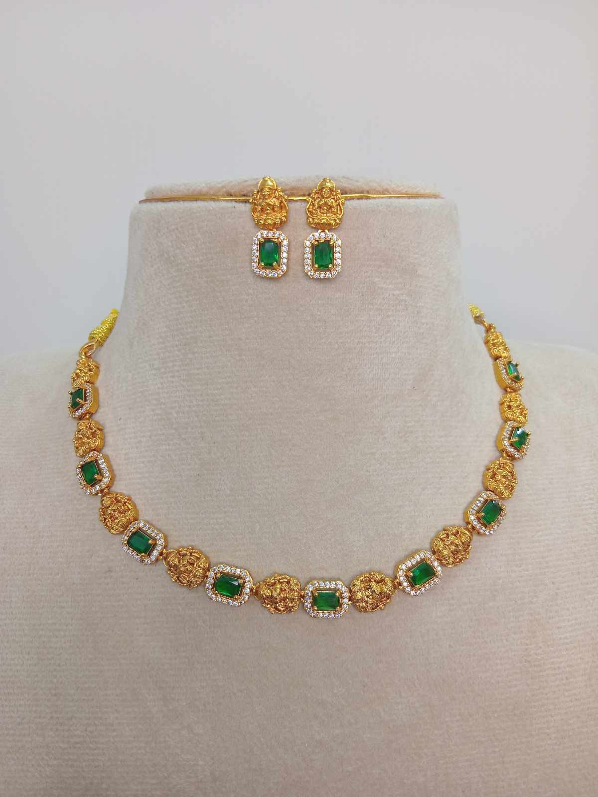 matt-finish-ad-stone-lakshmi-necklace-set