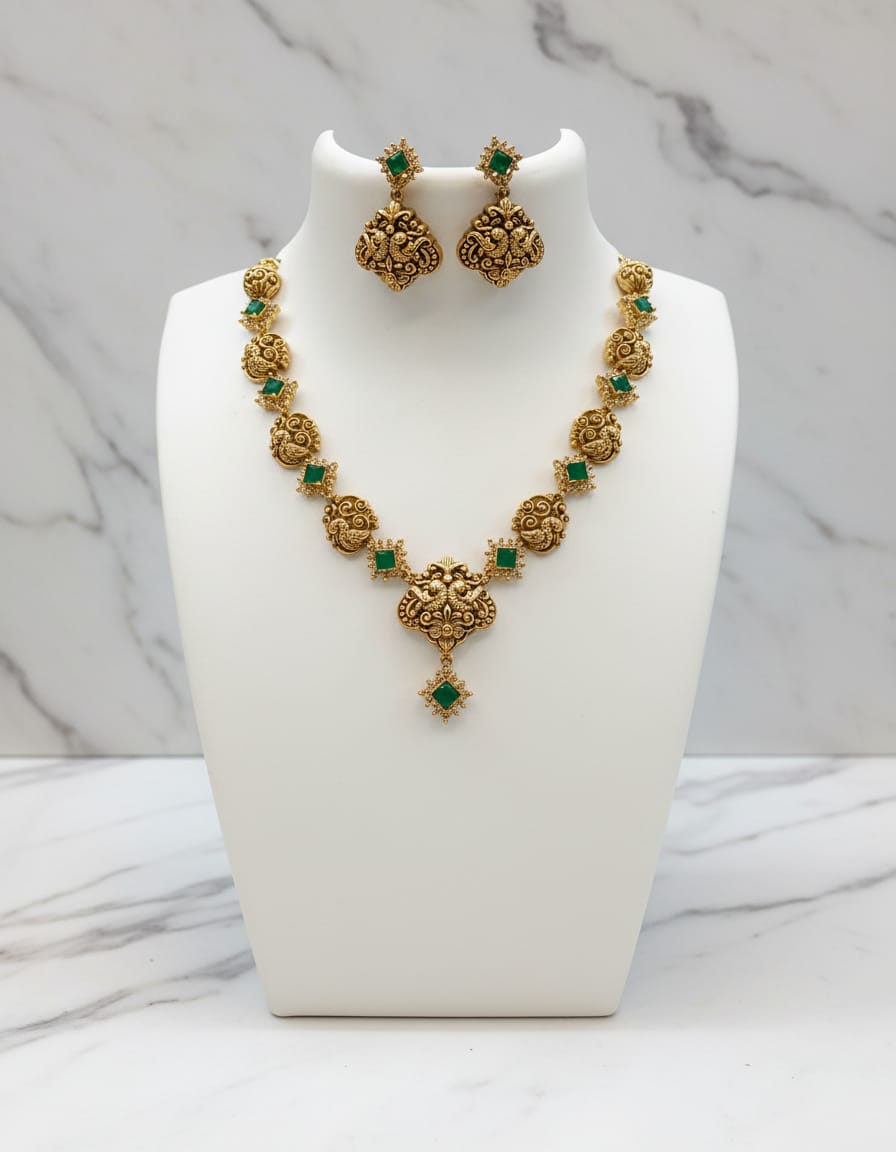 antique-finish-ad-stone-necklace-set