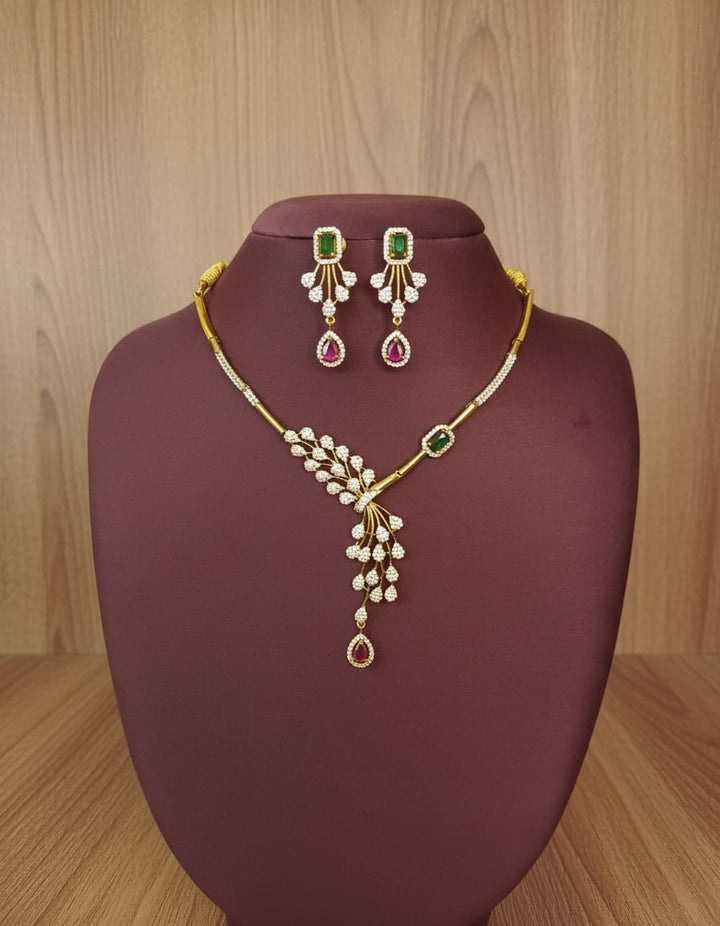 Matt Finish AD Stone Necklace Set