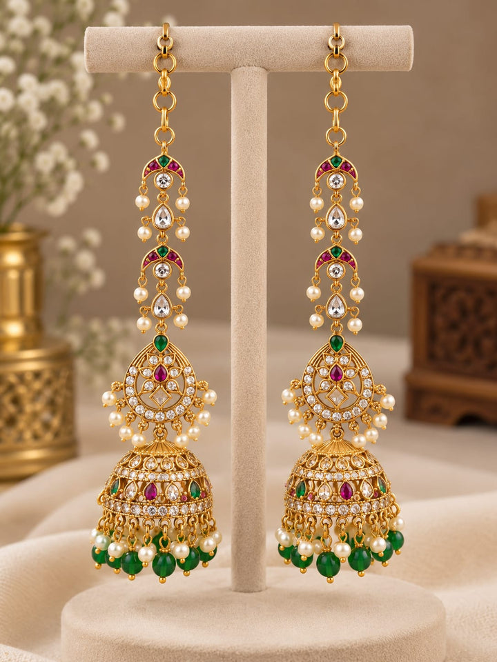 Emerald AD Stone Jhumka with Mattal
