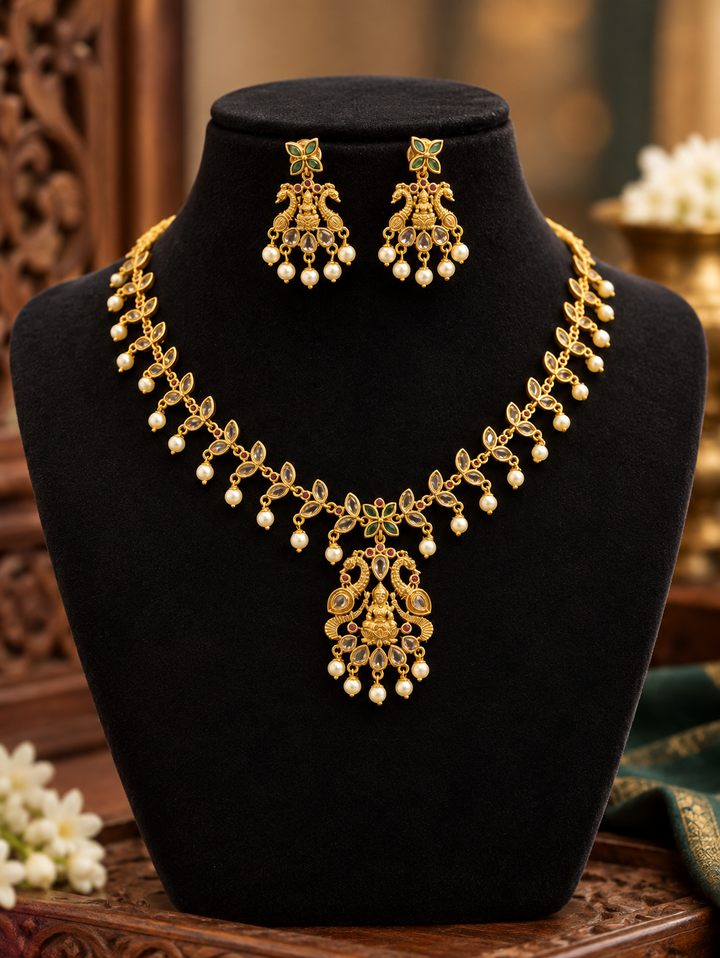 Matt Finish Lakshmi Dollar Necklace Set