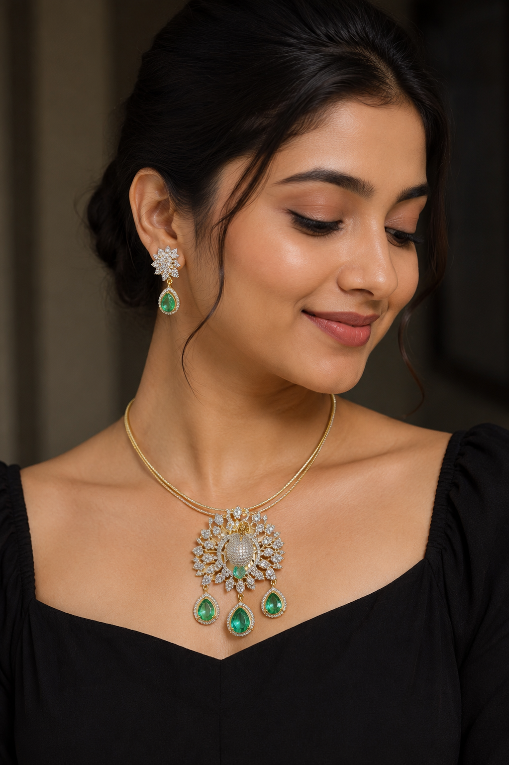 gj-polish-ad-stone-celeste-green-peacock-design-dollar-invisible-chain