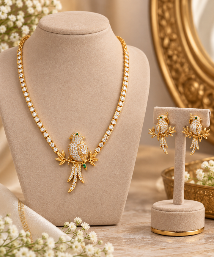 AD Stone Bird Necklace Set