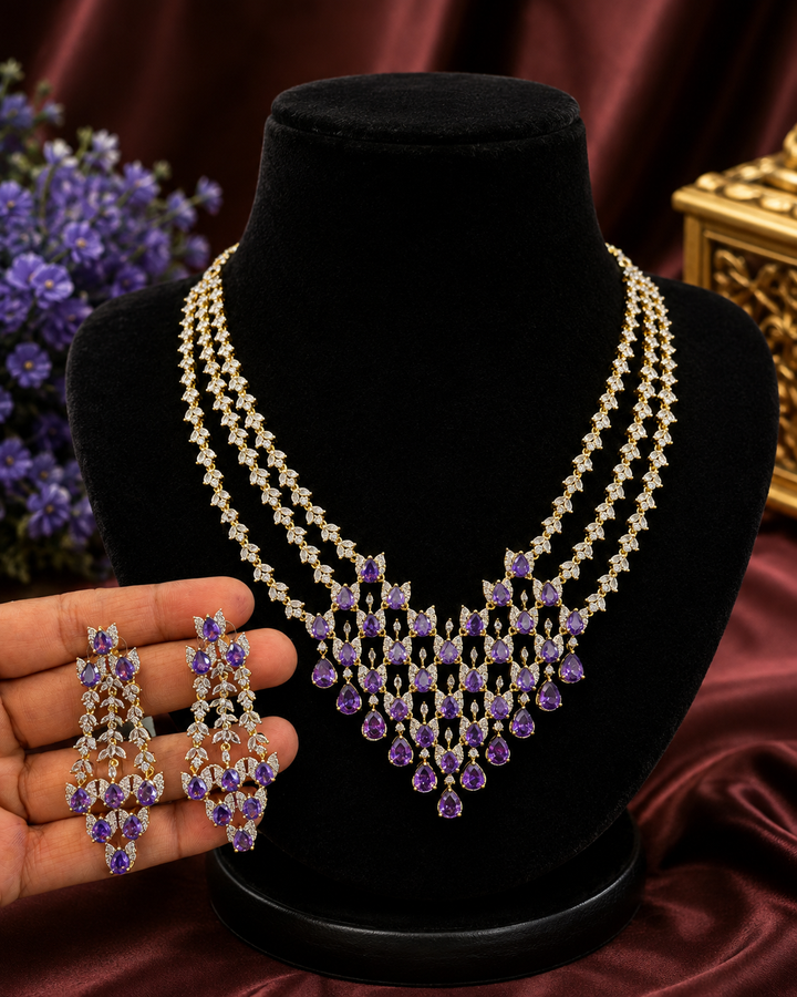 GJ Polish AD Stone Layer Necklace Set