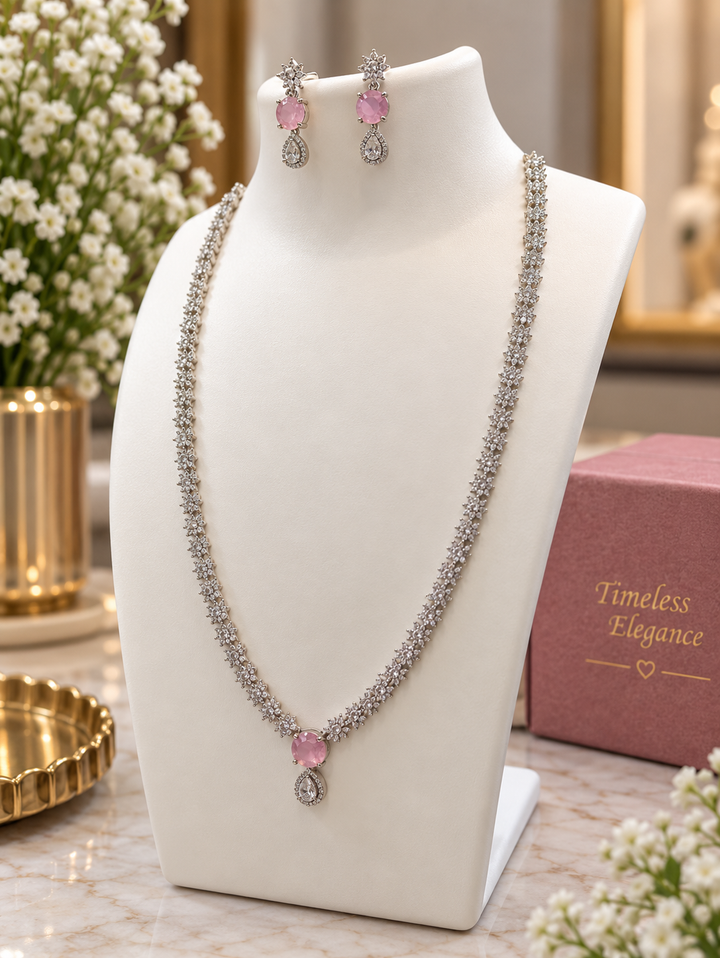Silver Polish AD Stone Haram Set
