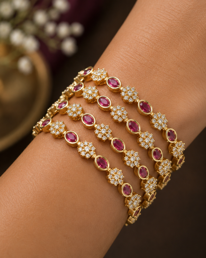 Gold Finish AD Stone Bangles
