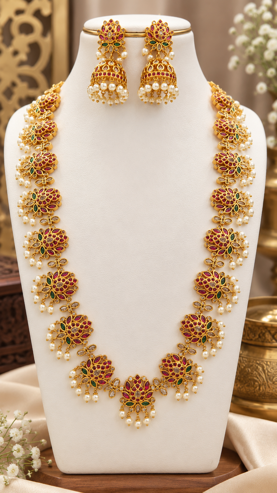 lotus-design-pearl-drops-haram-with-jhumka