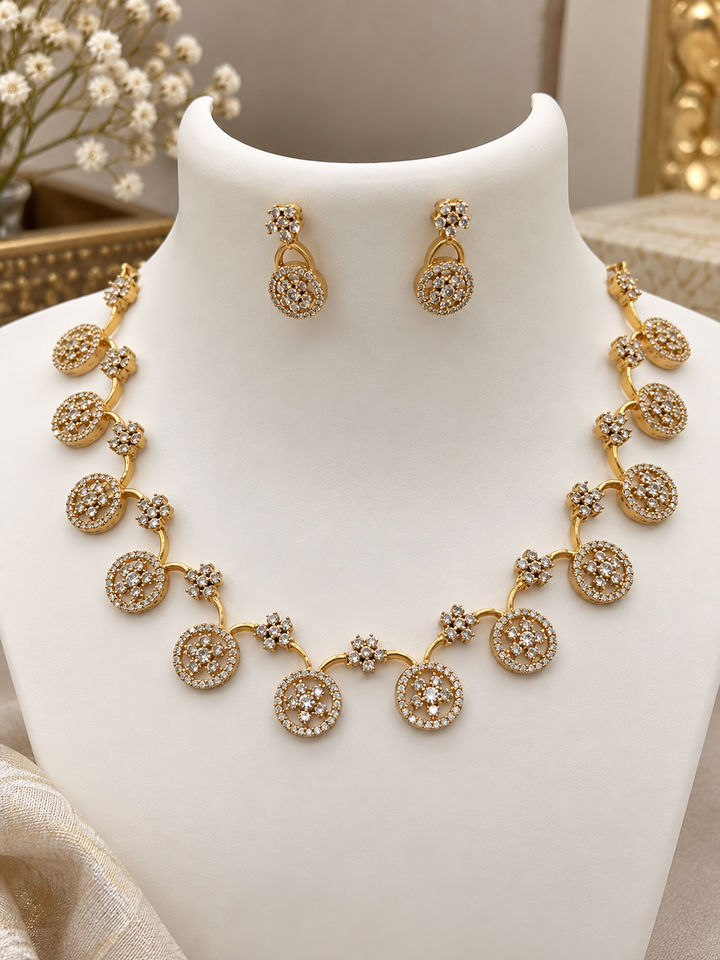 Gold Finish AD Stone Necklace Set